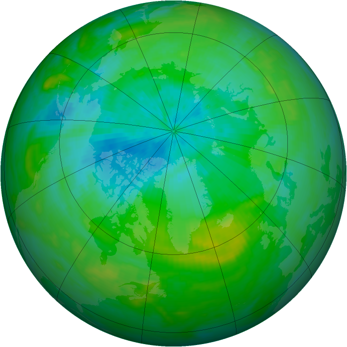 Arctic ozone map for 21 August 1989